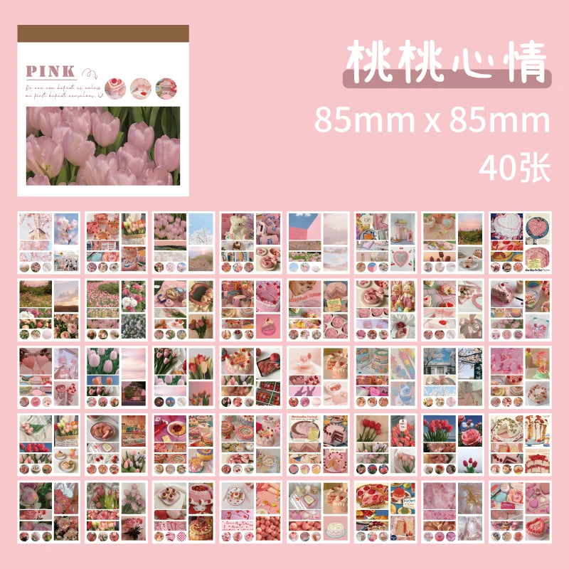 50sheets 50 Patterns Washi Paper Ins Stickers Book Aesthetic Scenery