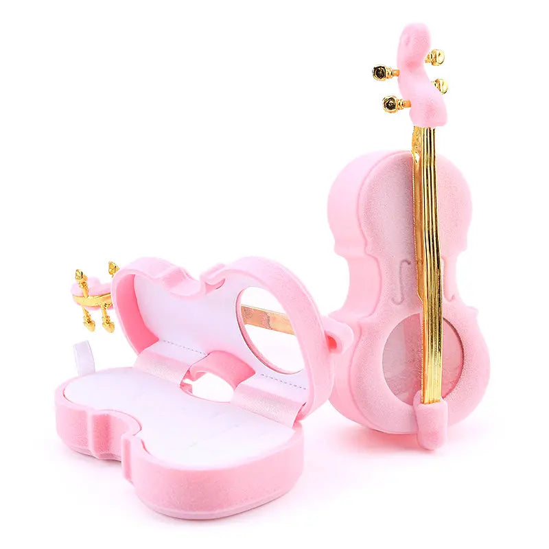 1 Piece unique Cello Gift Box Holder Jewelry box case Velvet Wedding Ring Box for Earrings Necklace Display & Packaging 2 colors Qme