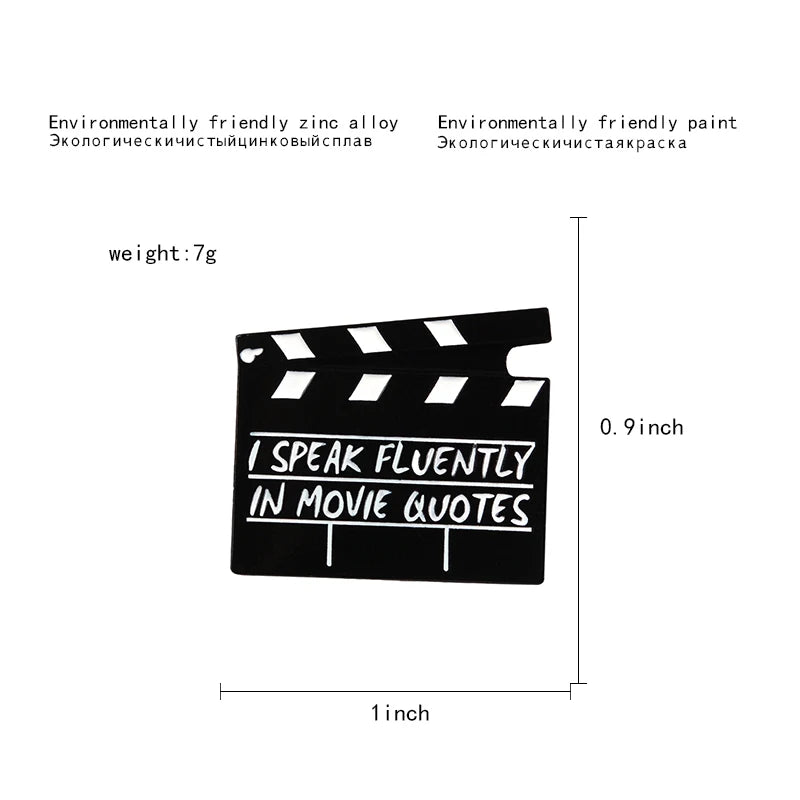 Clapperboard Enamel Pins Film Clapper Board Lapel Badge Movie Scene Board Brooches Badges Gift for Movie Lover Cinema Wholesale Qme