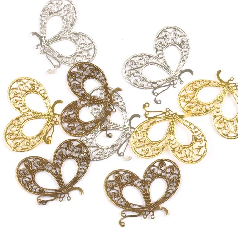 Metal Crafts Flower Filigree Wraps Butterfly Connectors For DIY Embellishments Scrapbook Craft Home Decor 20Pcs 43x21mm yk0764 Qme