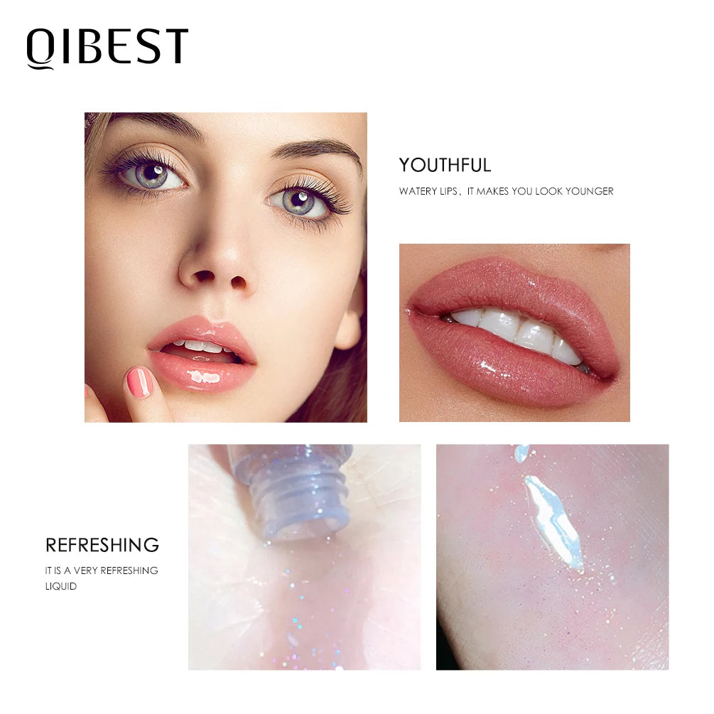QIBEST Waterproof Transparent Lip Gloss Velvet Matte Lipstick Long Lasting Moisturizing Lip Glaze Lip Plumper Extreme Lipgloss Qme