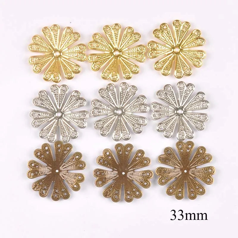 10 Metal Crafts Wraps Filigree Flowers Connectors Embellishments