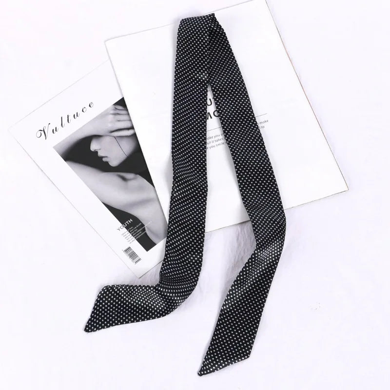 Print Flower Small Scarf Women Handle Bag Ribbons Fashion Head Long