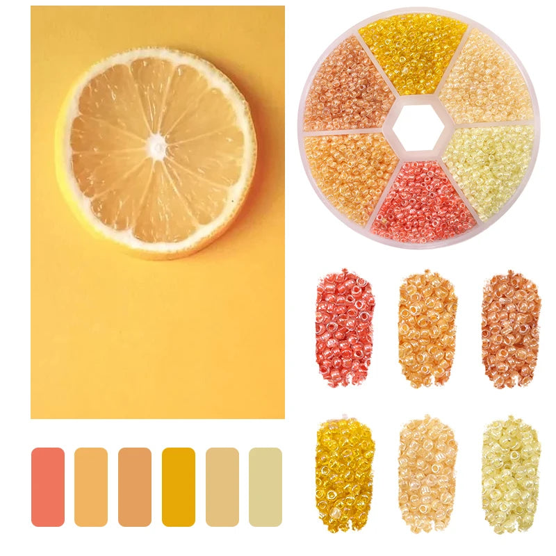 Brand New 2mm Gradient Seed Beads Kit For Jewelry Making Glass Jewelry Beads For Needlework Craft Necklace Bracelet Handmade DIY Qme Yellow gradient 2MM