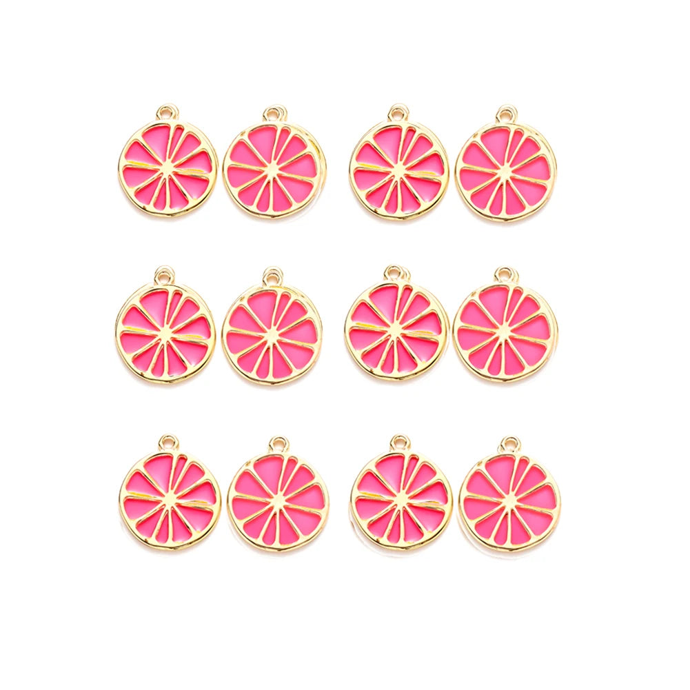 PandaHall 10Pcs Fruit Alloy Pendants Lemon Slices Charms For Key Chain Earrings Jewelry DIY Making 26.5x23x1.6mm, Hole: 2mm Qme Cerise