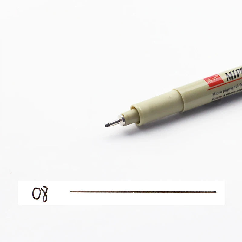 1/2/3pcs Pigma Micron Pen 003 005 01 02 03 04 05 08 1.0 2 3 Brush Art Sketch Marker Pen For Manga Soft Fineliner Drawing Qme 08