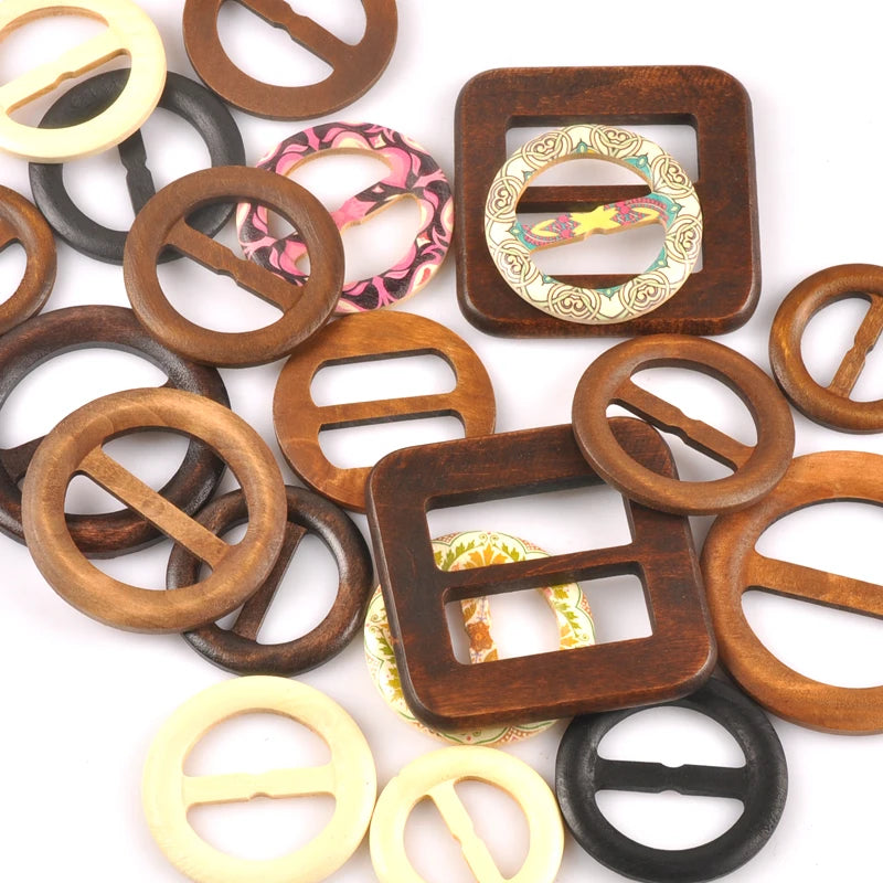 Wooden Round Ring Belt Buckle For Clothes Bag Accessories Apparel Garment Ornament Handmade DIY Accessories Windcoat Decor m2591 Qme