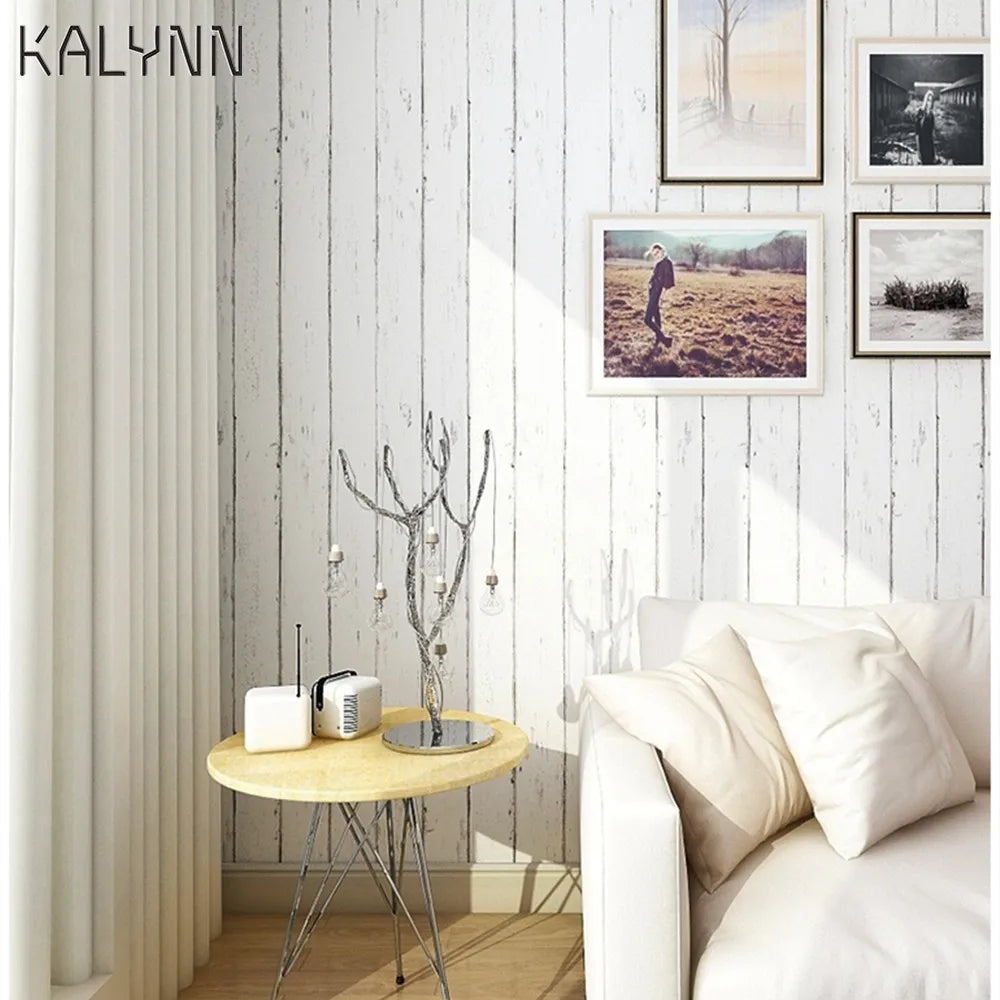 Vintage Imitation Wood Wallpaper Vertical Striped DIY Wall Paper Qme