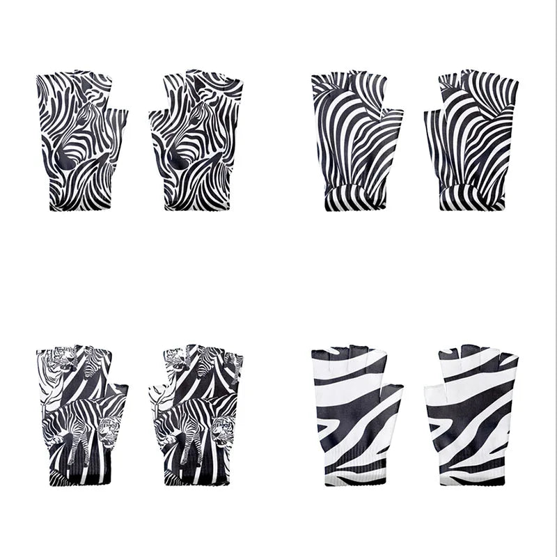Women Winter Touch Screen Mittens Cute Black White Zebra Leopard Qme