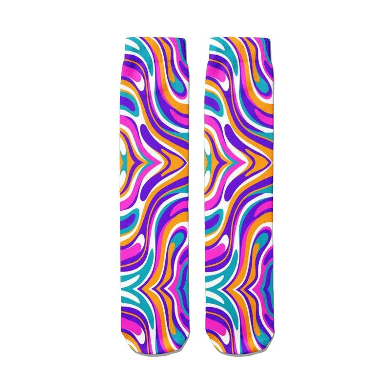 Fashion Graffiti Hip-hop Socks Novelty Print Couple Cotton Women Qme style2 One Size China Mainland