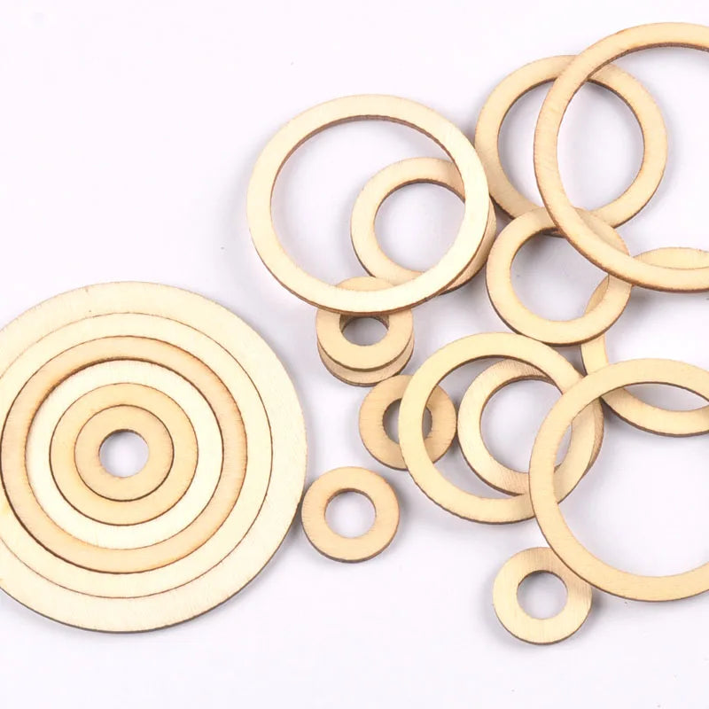 Circle/ring Wood Crafts For DIY Scrapbook Natural Wooden Ornaments Home Decor Handicraft Embellishment 20/30/40/50/60/75mm m2569 Qme