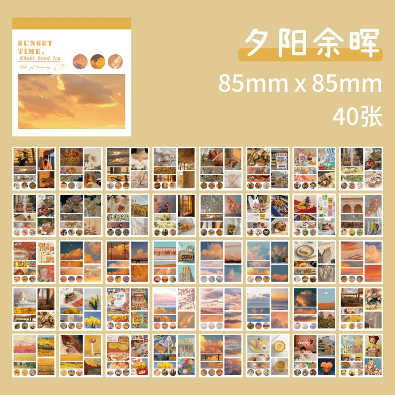 50sheets 50 Patterns Washi Paper Ins Stickers Book Aesthetic Scenery