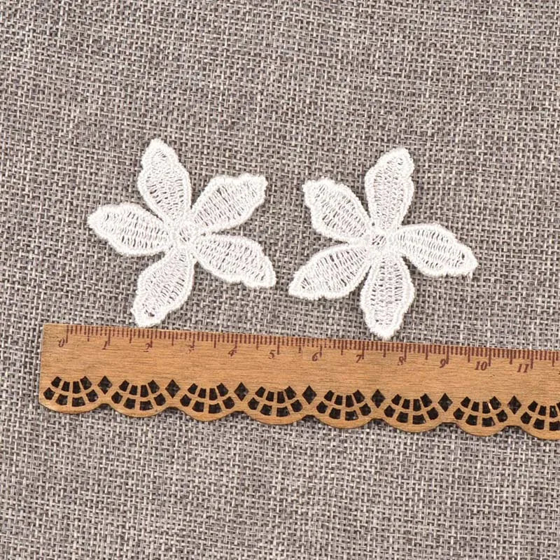 50Pcs/lot Flower White Lace Fabric Patches Mesh Trim For Sewing Decoration Garment Sew On Ribbon Applique Accessories 40mm c1142 Qme