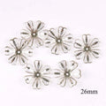 Silver Gold Hollow Metal Crafts Flowers Connectors Wraps Filigree For Scrapbook DIY Embellishment Home Decor 26mm 20pcs Yk0762-5 Qme 5 silver
