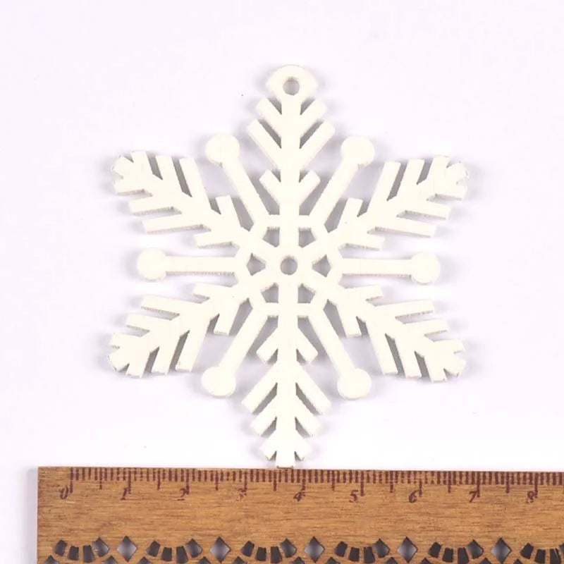 5pcs+1m hemp rope Christmas Tree Ornament Wooden Hanging Pendants White angels/stars/snowflakes Christmas Decorations for Home Qme 19