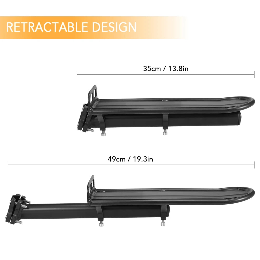 10KG Bicycle Luggage Carrier Bike Rack Aluminum Alloy Cargo Rear Rack Shelf Cycling Seatpost Bag Holder Stand MTB Install Tools Qme