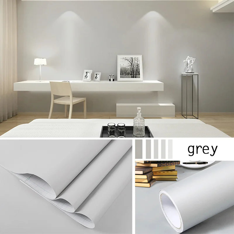Solid Waterproof Wallpaper Room Self-adhesive Black White Wardrobe Qme