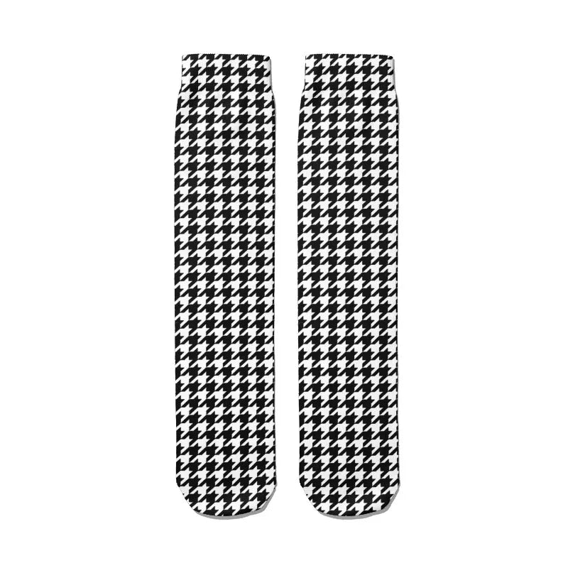 Fashion 3d Thousand Birds Pattern Socks Lattice Print Kawaii Cute Men Qme style1 China Mainland