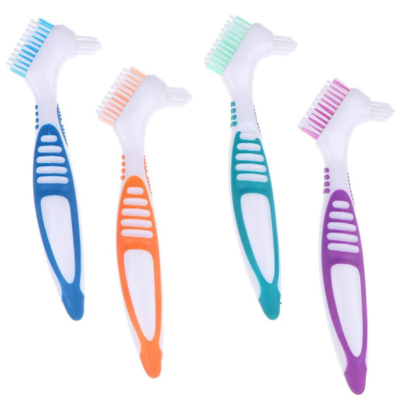 Denture Cleaning Brush Bristles Ergonomic Rubber Handle Multi-layered Qme