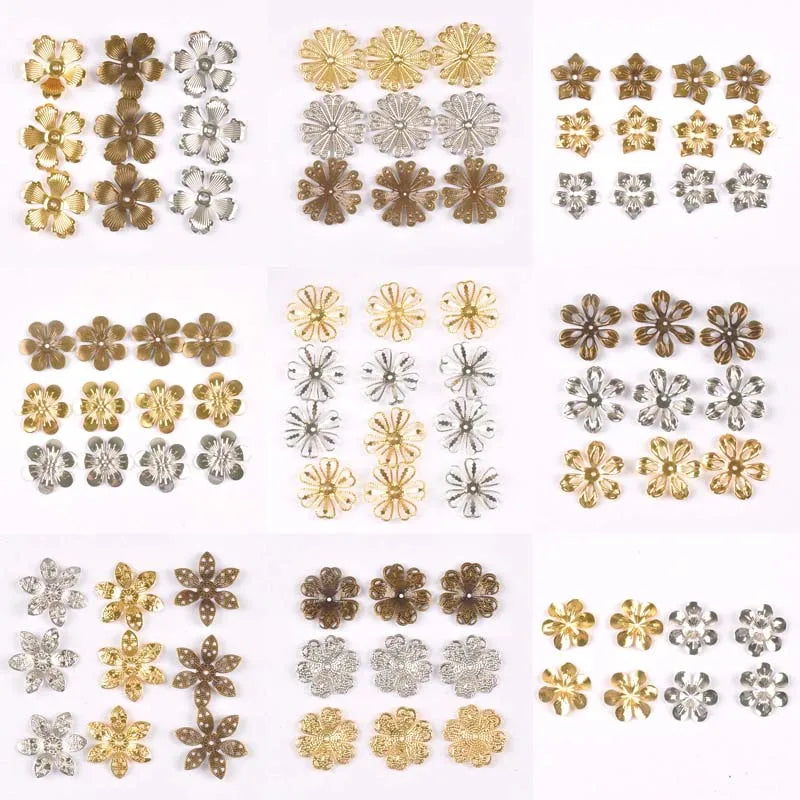 20pcs 10 Style Metal Crafts Wraps Filigree Flowers Connectors Embellishments For Scrapbooking DIY Home Decor Handicraft yk0762 Qme