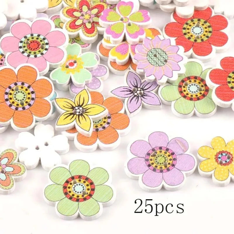 36 styles Cartoon Painting Wooden Buttons for Crafts Scrapbooking Sewing Clothes Button DIY Kid Apparel Supplies 15-35mm Qme m1515 25pcs