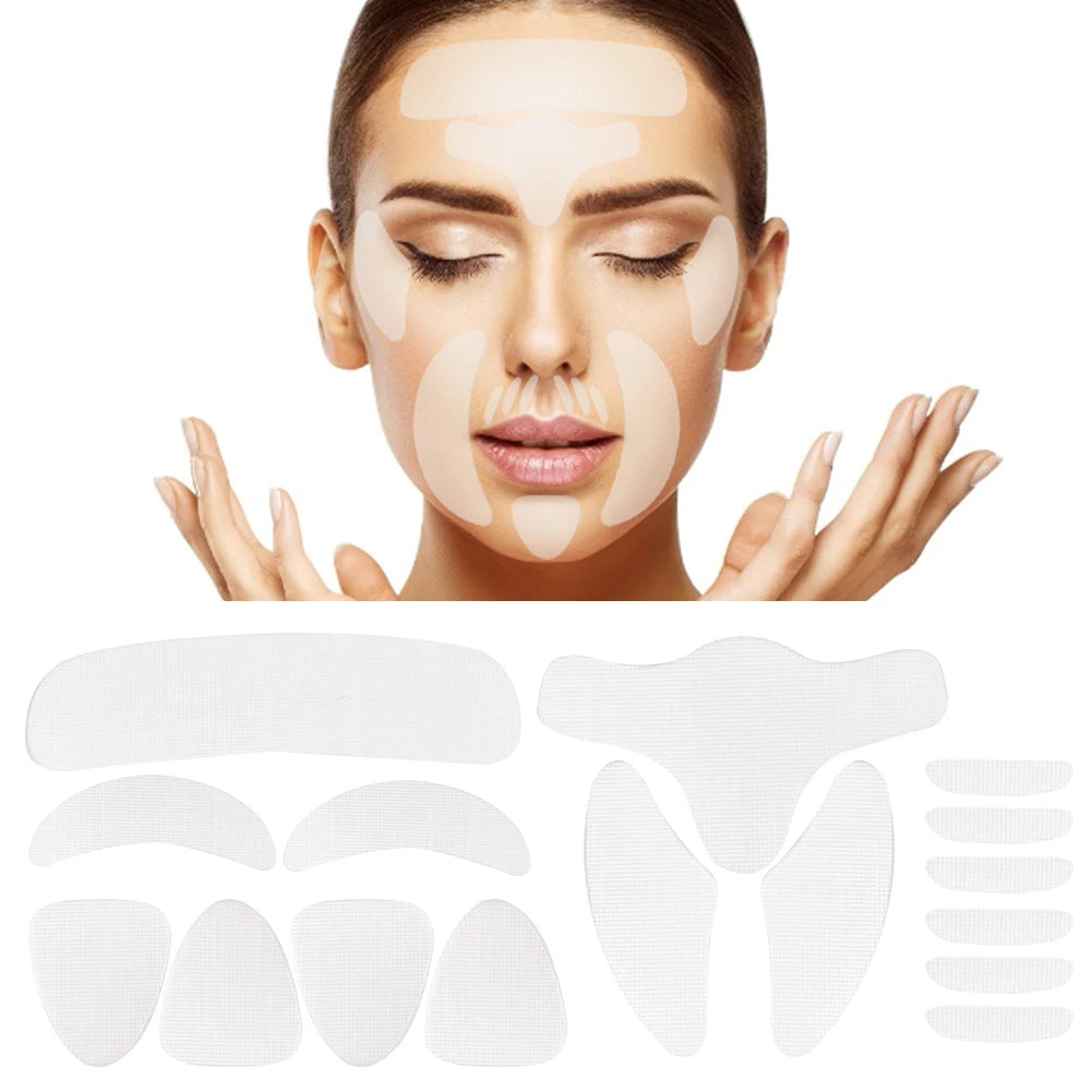 256PCS Reusable Facial Patch Forehead Petal Anti Wrinkle Fine Lines Remover Strips Silicone Neck Eye Sticker Smooth Face Lifting Qme