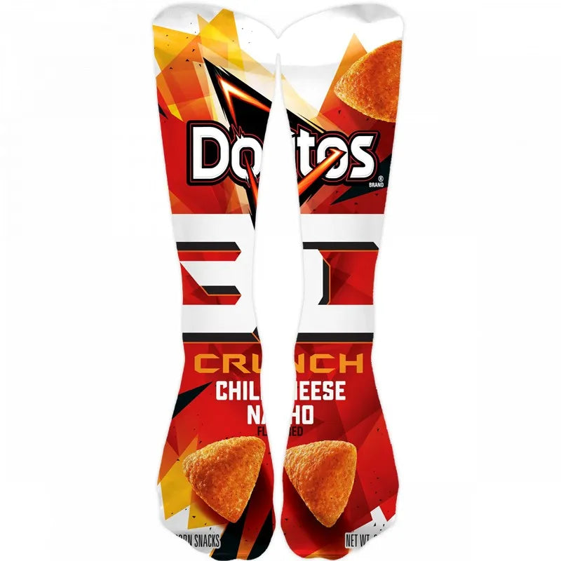 Creativity Long Socks Female Art 3D Printed Potato Chips Tomato Qme style15 One Size China Mainland