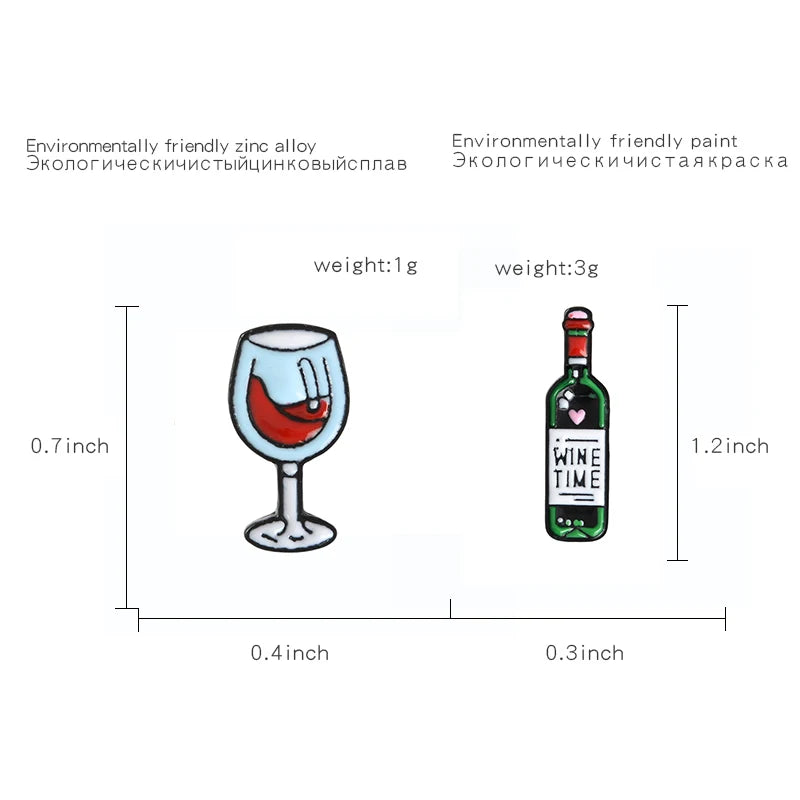 Bottle and Wine Custom Pin Lapel Pin Enamel Pins Badges Brooches for Men Women Unisex Food Jewelry Gift for Wine Lover Wholesale Qme