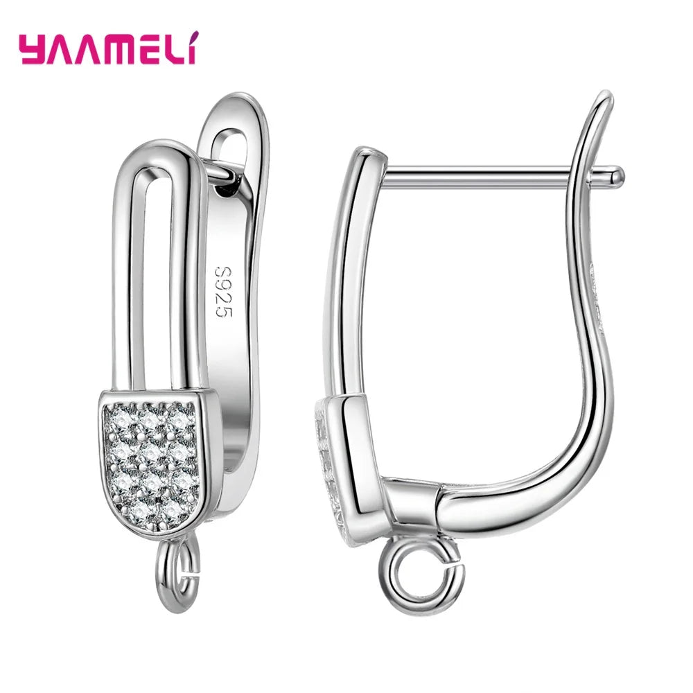 Real 100 925 Sterling Silver Zircon Findings Earrings Leverback