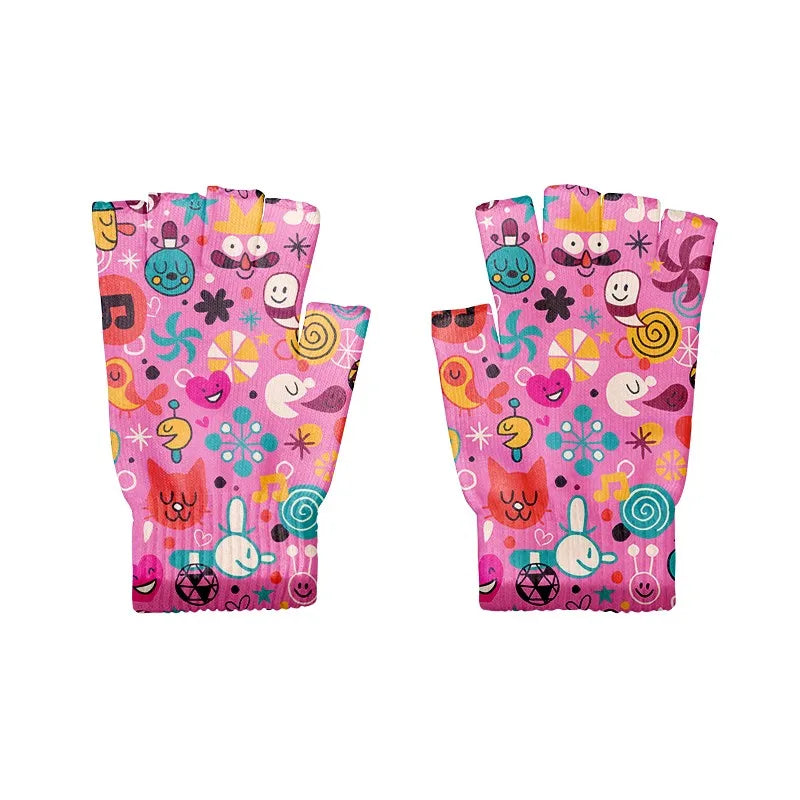 Women Men Cartoons Knitted Gloves Unisex Cute Cycling Finger Autumn Qme style4 One Size China Mainland