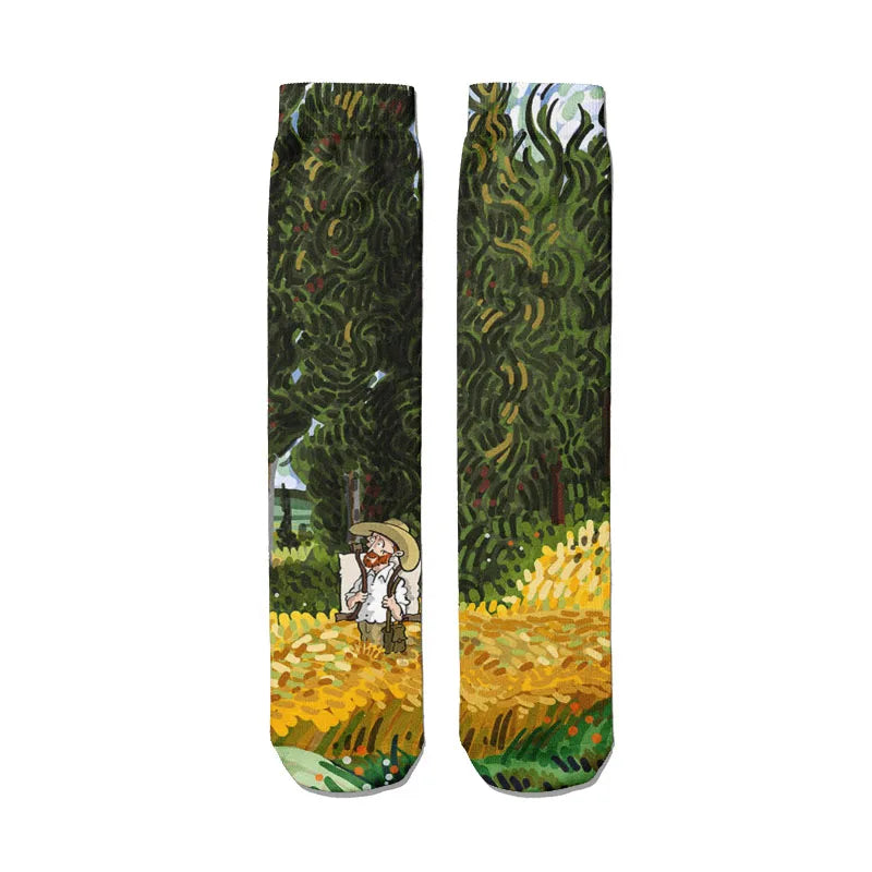 Creative Cartoon Van Gogh Cotton Socks Female Kawaii Spring Fall Qme style5 One Size China Mainland
