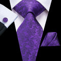 Hi-tie Light Purple Solid Silk Wedding Tie Men Hanky Cufflink Necktie Qme 3148