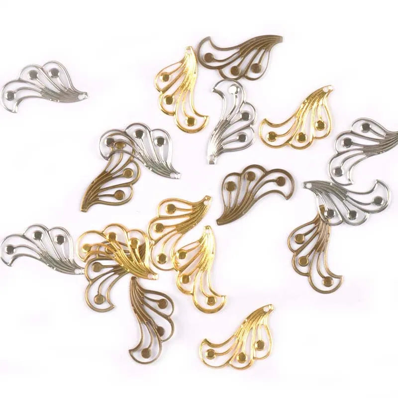 3 Color Flower Filigree Wraps Connectors Metal Crafts For DIY Embellishments Making Handicraft Scrapbook 50Pcs 43x21mm yk0765 Qme