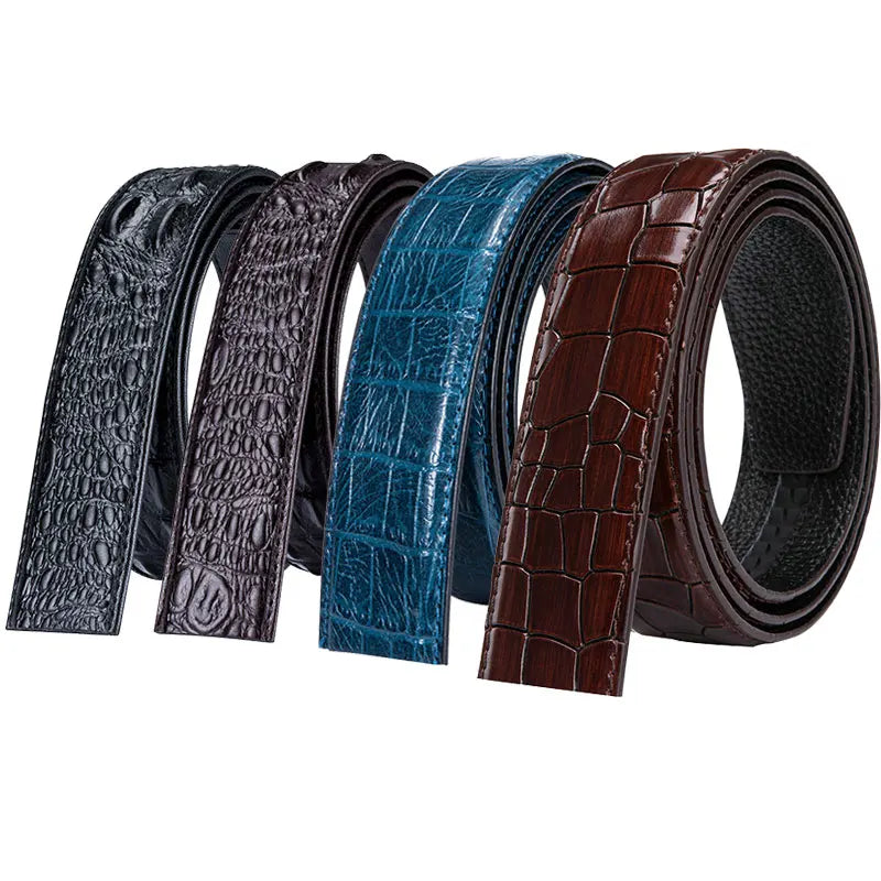 Men's Belt Without Buckle Cowskin Leather No Automatic Replacement Qme