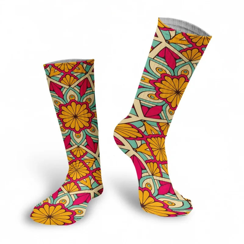 Creative Abstract 3D Mandala Socks Funny Kawaii Woman Cotton Unisex Qme