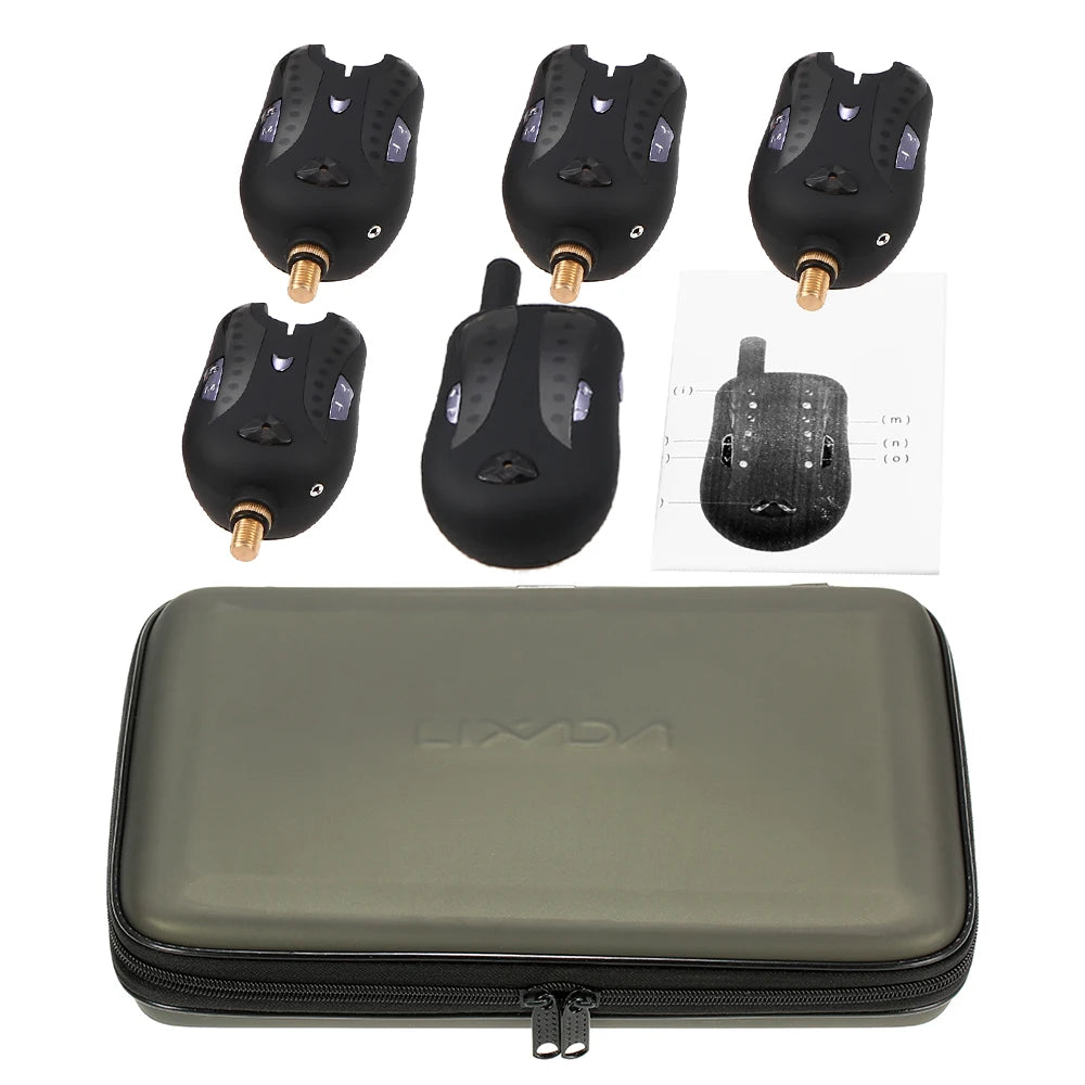 Lixada Wireless Fishing Alarm Fishing Bite Alarms Set Digital Fishing Receiver Sound Alert Kit Led Indicator with Case Pesca Qme JY-17-4