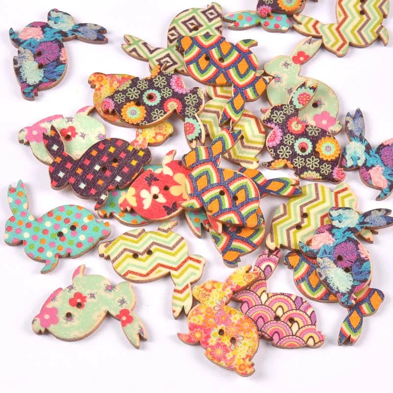 2 Hole Vintage Mixed Cartoon Painting Wooden Buttons For Clothes Sewing Crafts Scrapbooking DIY Kid Apparel Supplies 25pcs m1893 Qme 9