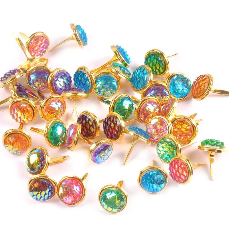 13x13mm 20Pcs Mix Squama Pattern Brads For DIY Scrapbooking Embellishments Fastener Metal Crafts Brad Accessories Decor c2261 Qme
