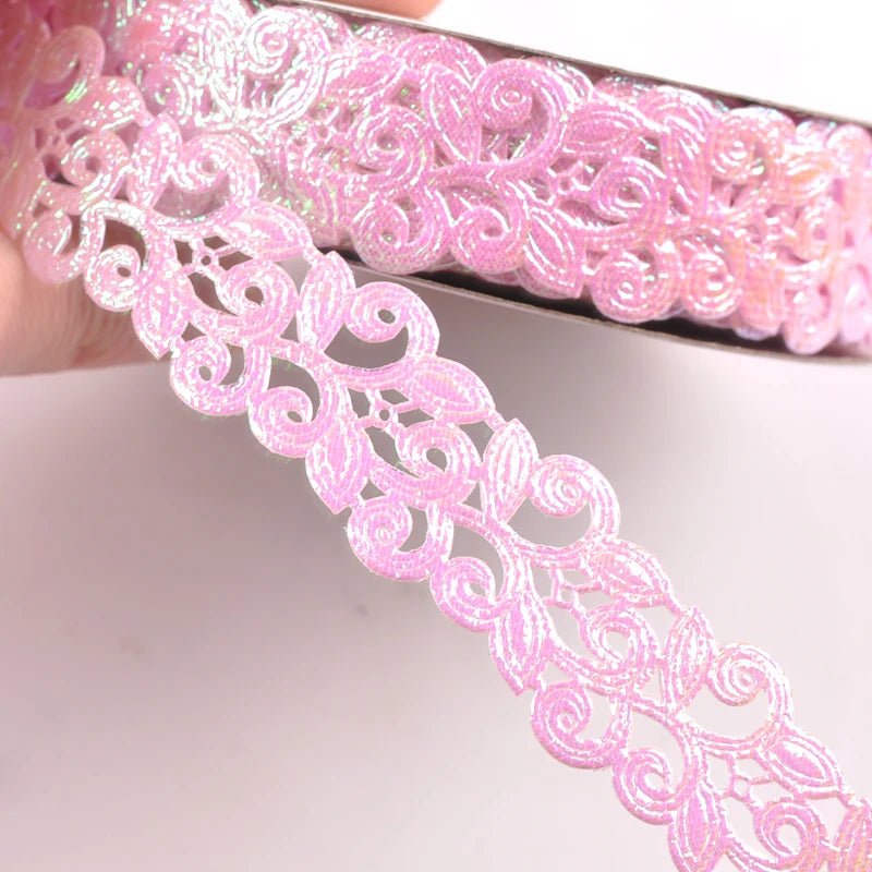 2.5cm Flower Ribbons For Crafts DIY Embroidered Decoration Sewing Accessories Scrapbooking Lace Ribbon Handmade Materials c2422 Qme 4 5 yards