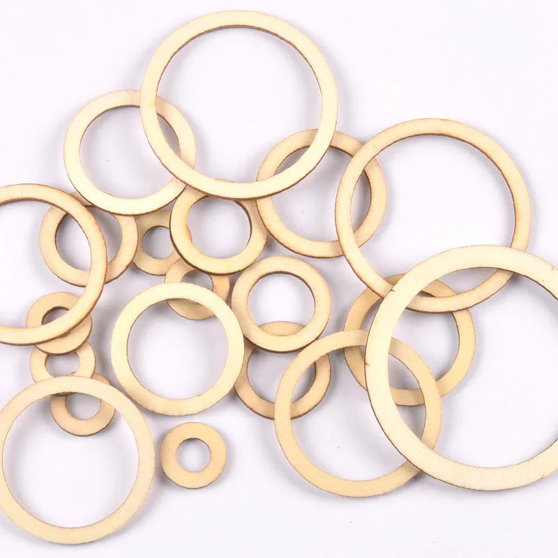 Circle/ring Wood Crafts For DIY Scrapbook Natural Wooden Ornaments Home Decor Handicraft Embellishment 20/30/40/50/60/75mm m2569 Qme 20mm 50pcs
