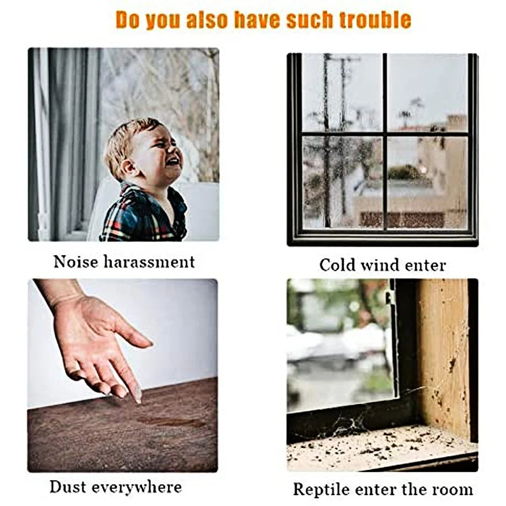 6M PU Acoustic Foam Window Seal Strip Self-Adhesive Noise Reduction Impact Resistance Door Gap Strip Dustproof Weatherstripping Qme