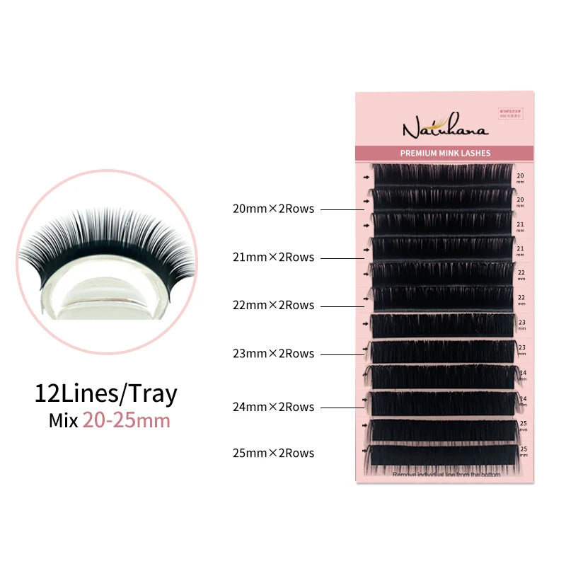 NATUHANA 8- Mix Length False Eyelash Extension Individual Synthetic Qme