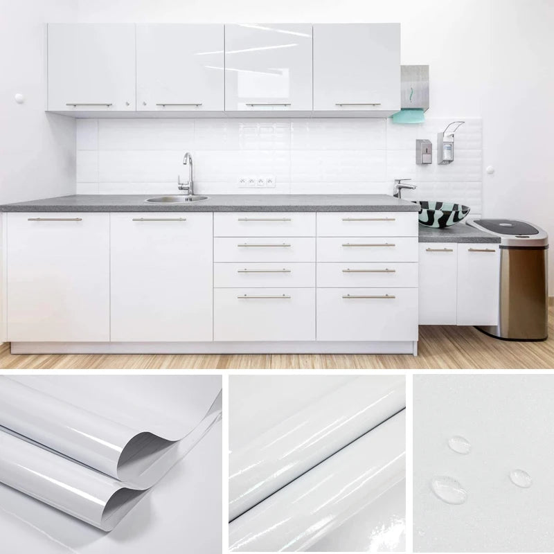 White Contact Paper Vinyl Self Adhesive Wallpaper Bedroom Living Room Qme