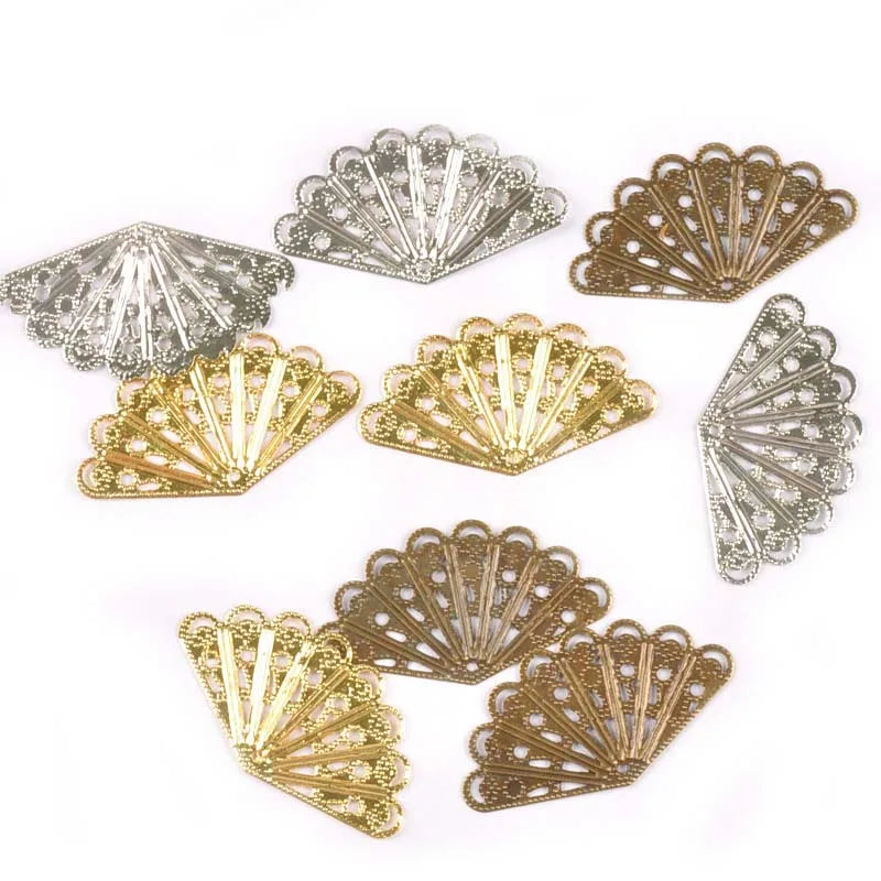 Gold/silver/bronze Flower Filigree Wraps Metal Crafts Connectors For DIY Scrapbook Embellishment Handicraft 20Pcs 40x23mm yk0767 Qme