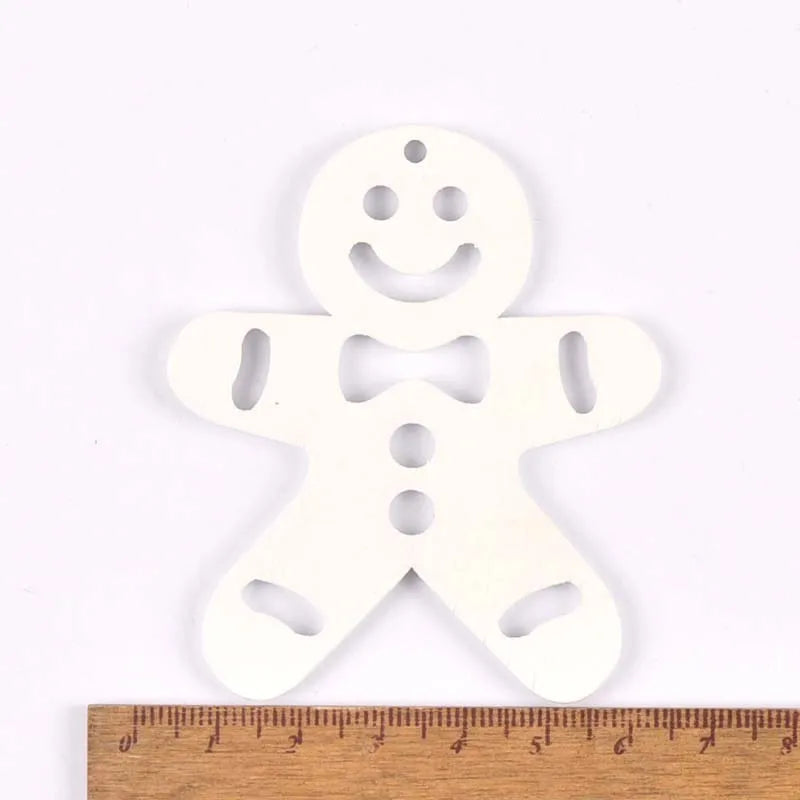 5pcs+1m hemp rope Christmas Tree Ornament Wooden Hanging Pendants White angels/stars/snowflakes Christmas Decorations for Home Qme 11