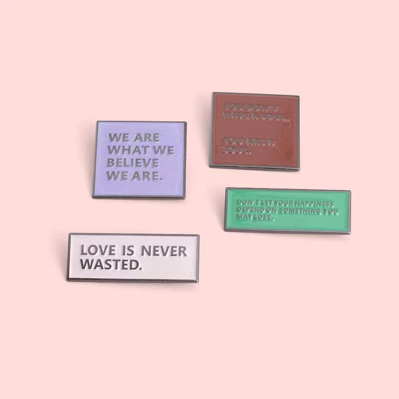 Philosophical Phrases of Life Enamel Pins Wholesale Live Actively Brooch Bag Word Lapel Pin Encouraging Badge Jewelry Gift Qme set