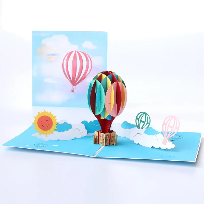 Hot Air Balloon 3D Pop-Up Valentine's Day Greeting Cards Birthday Wishes Creative Wedding Anniversary Gifts With Envelopes c2812 Qme