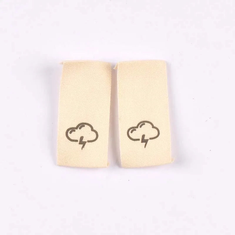 50pcs Cotton Woven Weather Pattern Beige Labels For Clothes Care Sewing Garment Accessories Bags Tags Washable 42x20mm c2440 Qme 4
