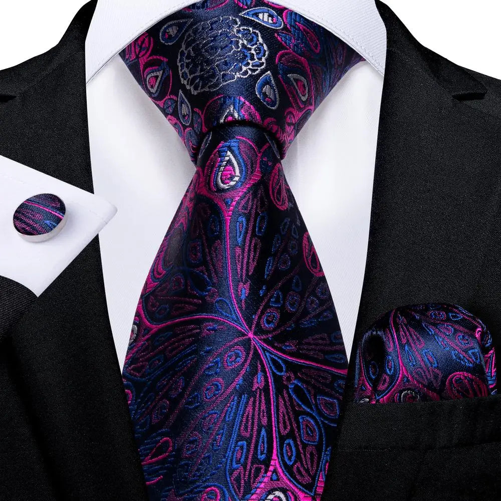 Hi-tie Light Purple Solid Silk Wedding Tie Men Hanky Cufflink Necktie Qme 0483