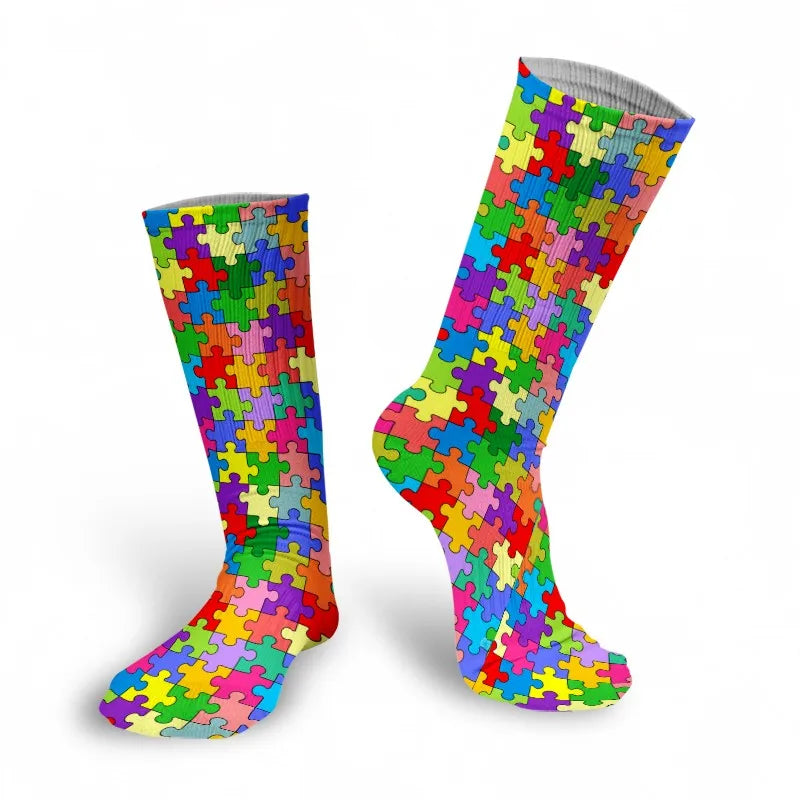 Classic Women Socks Casual Comfortable Puzzle Happy Business Party Qme